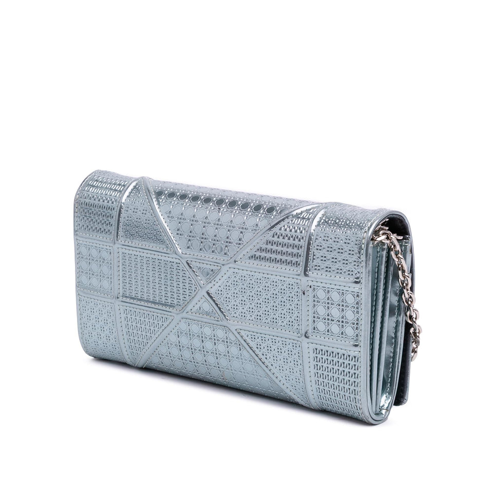 Dior Metallic Patent Microcannage Diorama Wallet on Chain