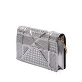 Dior Metallic Patent Microcannage Diorama Wallet on Chain