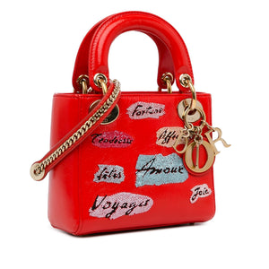 Dior Mini Calfskin Sequin Embellished Lady Dior