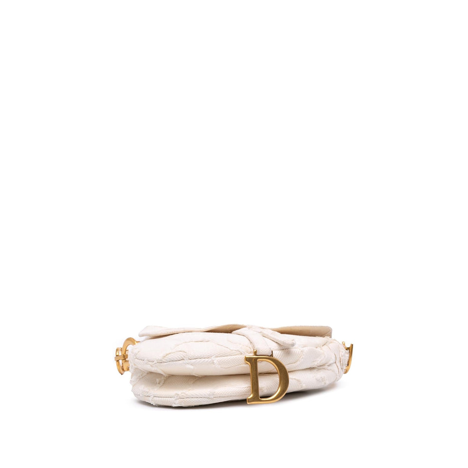 Dior Mini Canvas Embroidered Camouflage Saddle Bag