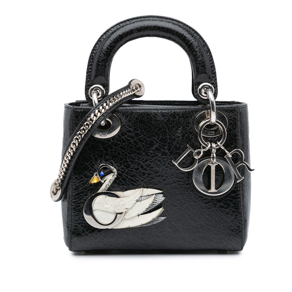 Dior Mini Ceramic Effect Deerskin Jeweled Swan Lady Dior