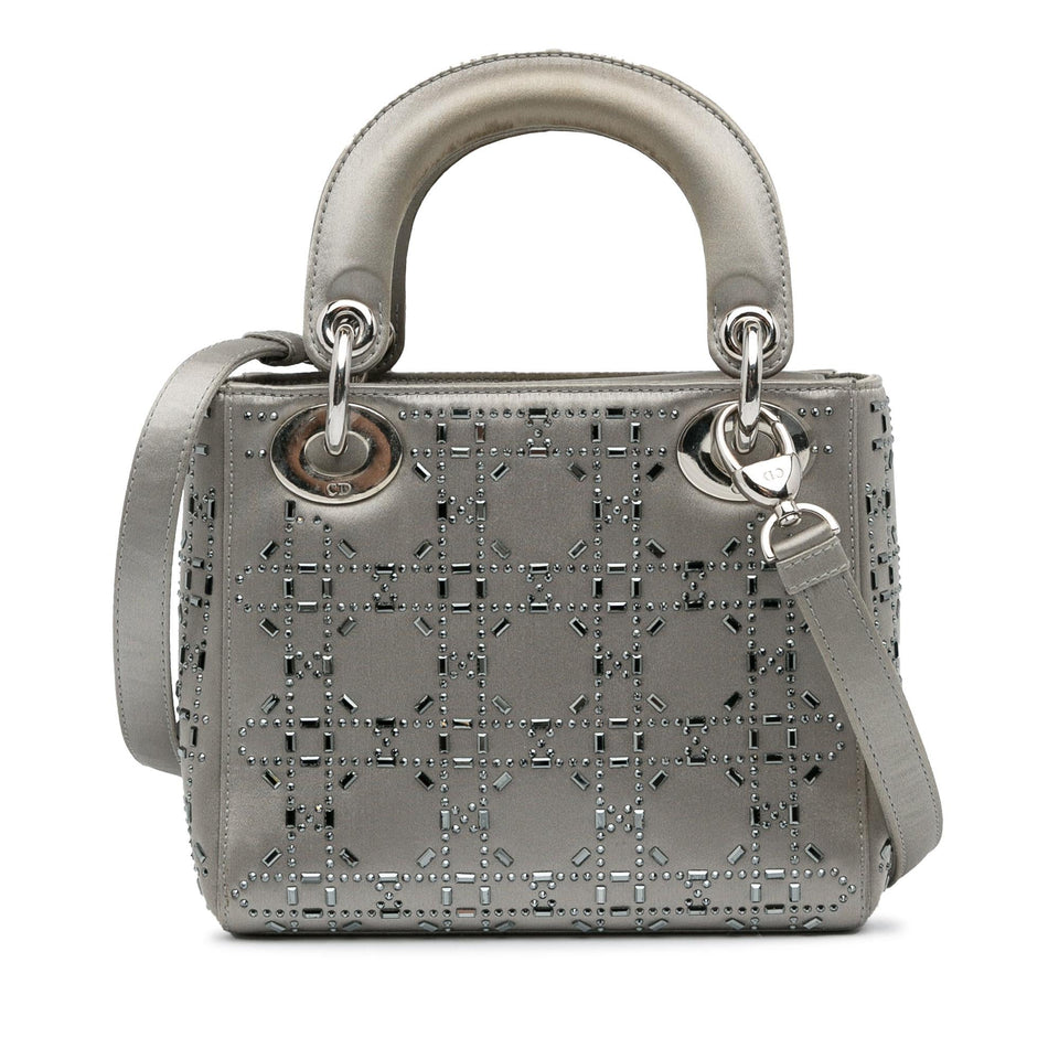 Dior Mini Crystal-Embellished Satin Lady Dior (SHG-s77LCa)