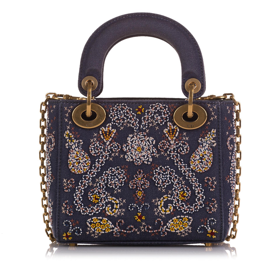 Dior Mini Embroidered Denim Lady Dior (SHG-WlCg5e)