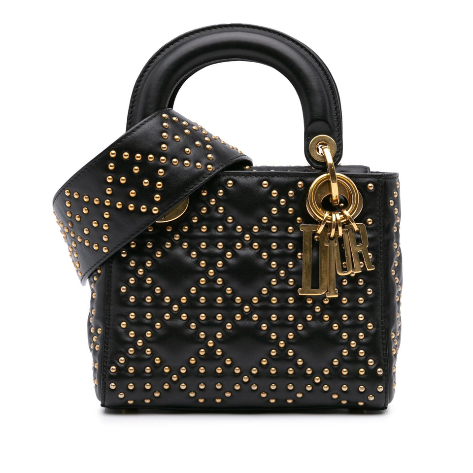 Dior Mini Lambskin Cannage Studded Supple Lady Dior