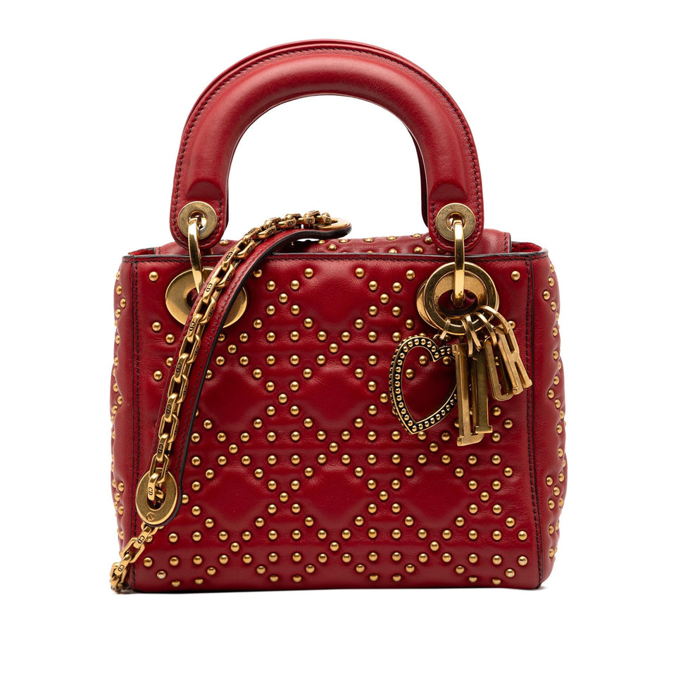Dior Mini Lambskin Cannage Studded Supple Lady Dior
