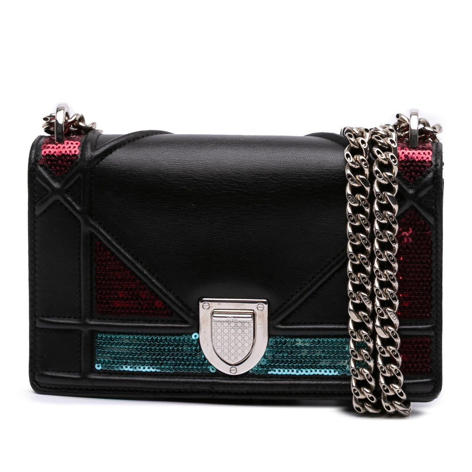 Dior Mini Lambskin Sequin Diorama Flap
