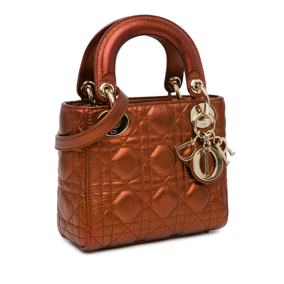 Dior Mini Metallic Calfskin Cannage Lady Dior