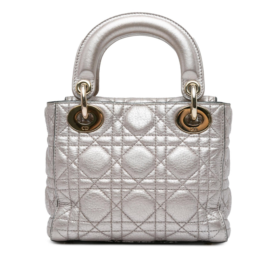 Dior Mini Metallic Calfskin Cannage Supple Lady Dior (SHG-shUv66)