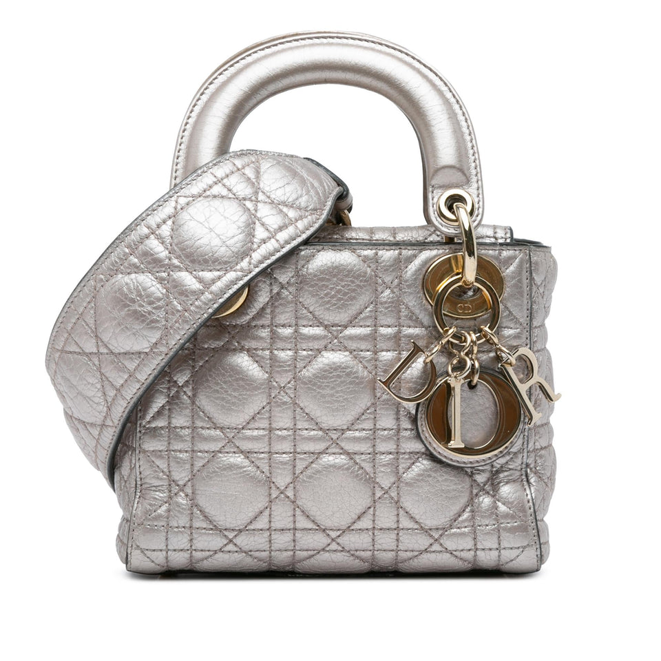 Dior Mini Metallic Calfskin Cannage Supple Lady Dior (SHG-faqDpY)