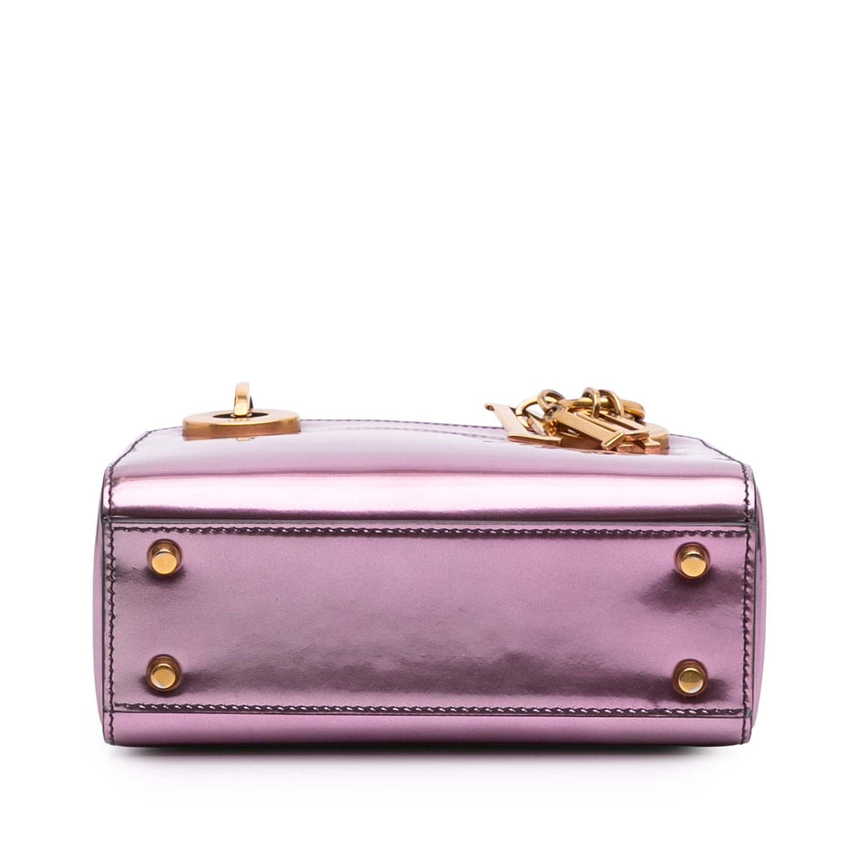 Dior Mini Metallic Glazed Calfskin Lady Dior