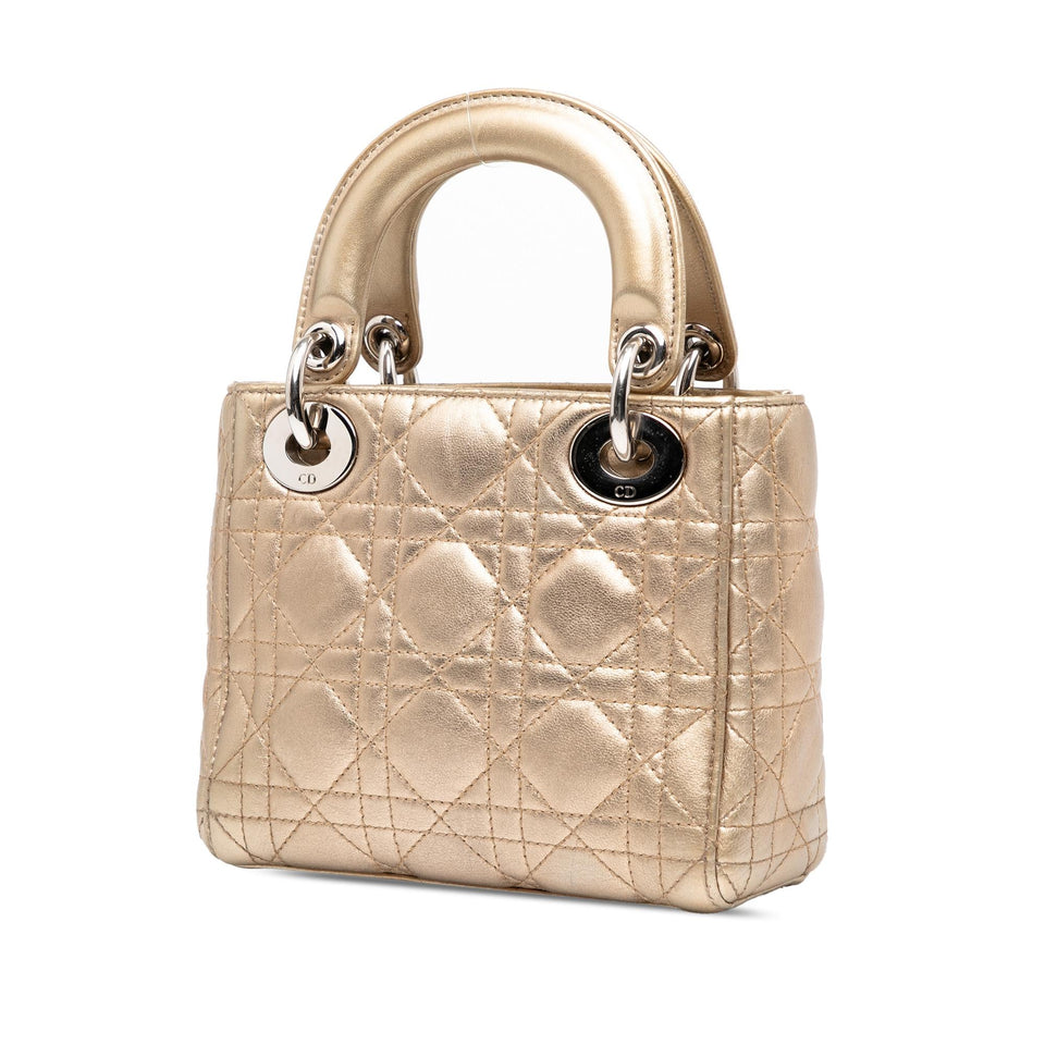 Dior Mini Metallic Lambskin Cannage Lady Dior