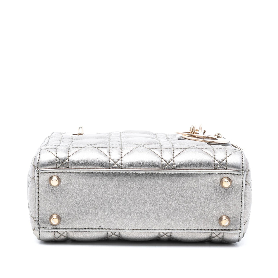 Dior Mini Metallic Lambskin Cannage Lady Dior