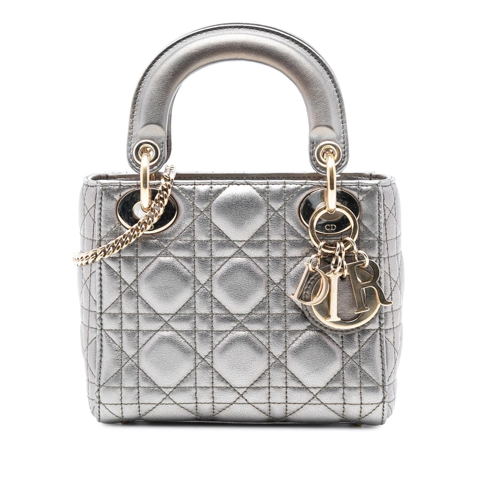 Dior Mini Metallic Lambskin Cannage Lady Dior