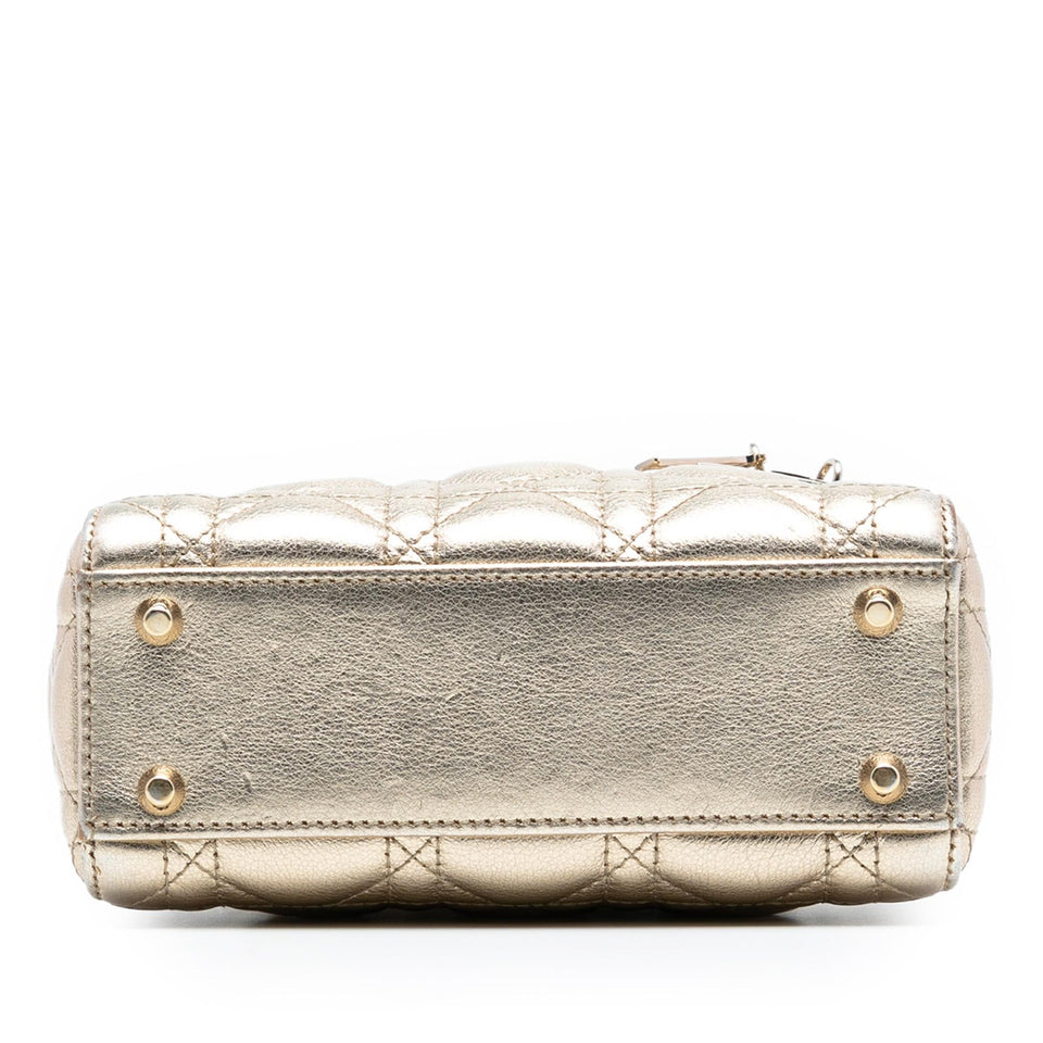Dior Mini Metallic Lambskin Cannage Lady Dior