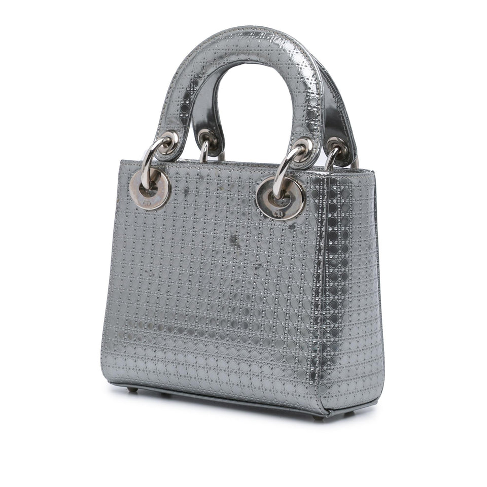 Dior Mini Metallic Patent Microcannage Lady Dior