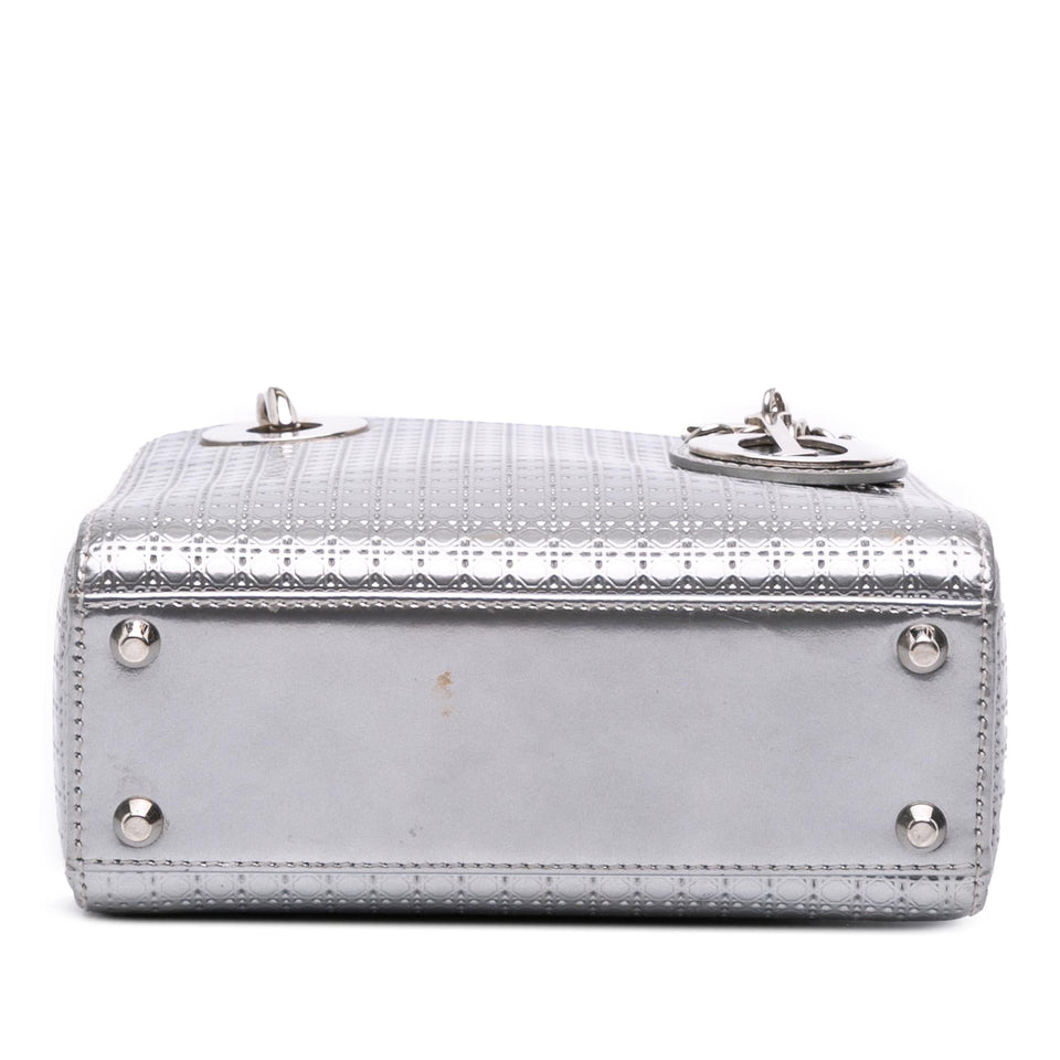 Dior Mini Metallic Patent Microcannage Lady Dior