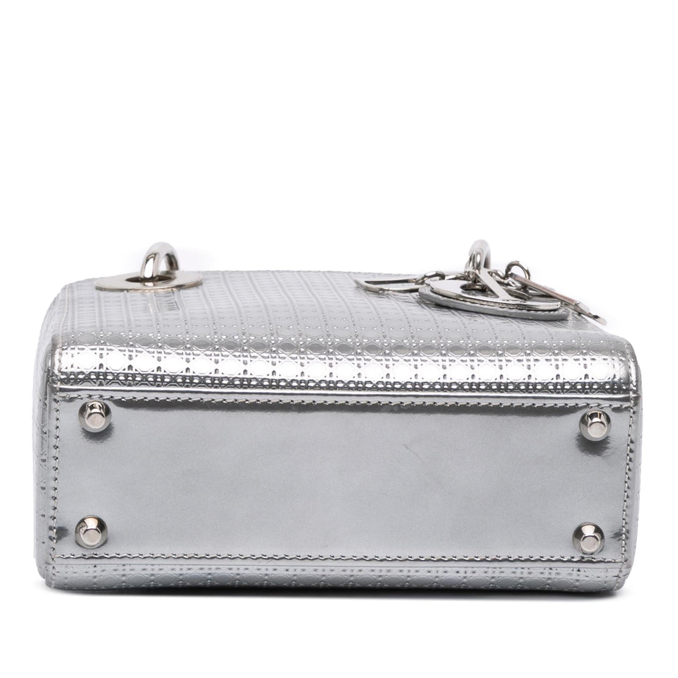 Dior Mini Metallic Patent Microcannage Lady Dior