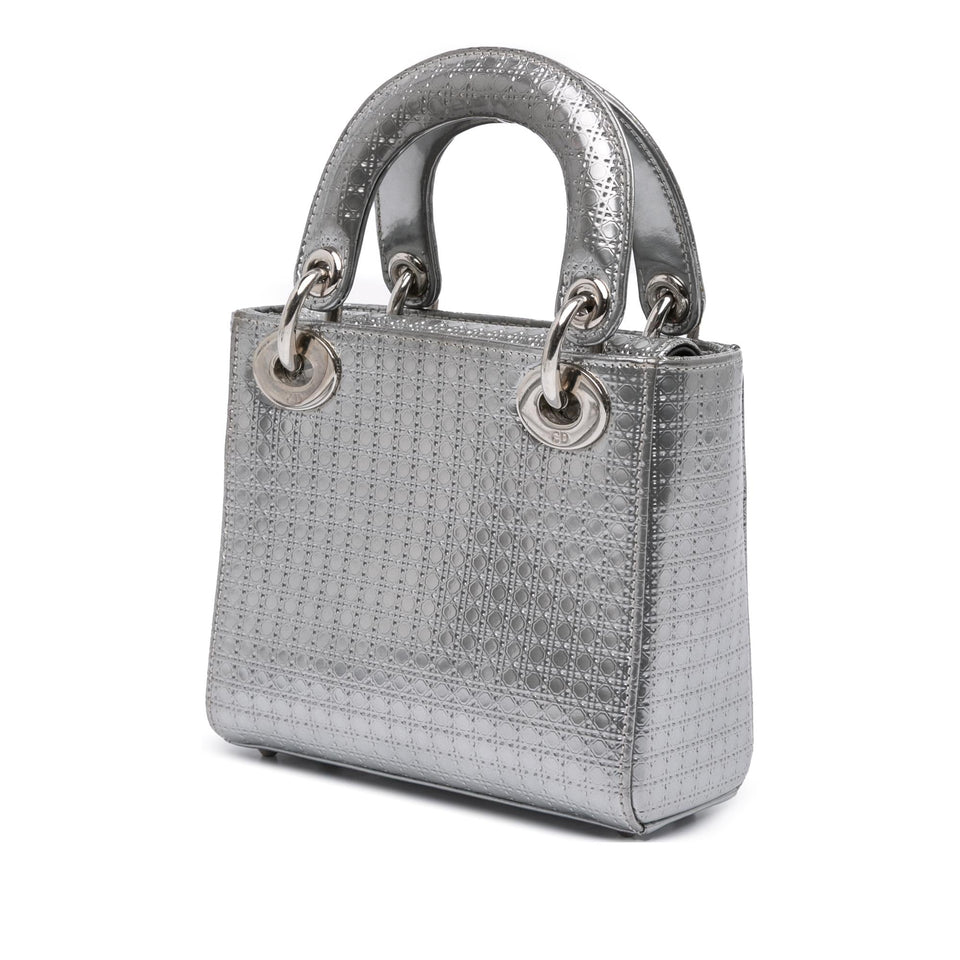 Dior Mini Metallic Patent Microcannage Lady Dior