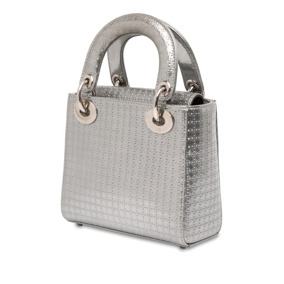 Dior Mini Metallic Patent Microcannage Lady Dior