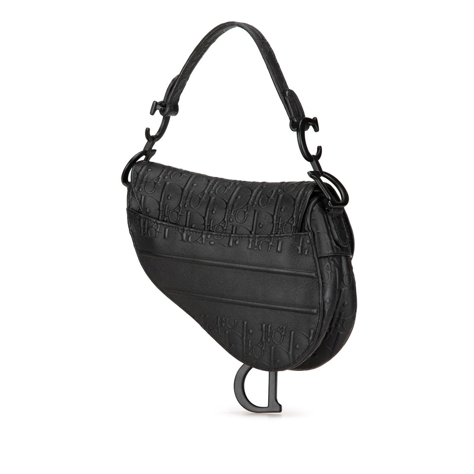 Dior Mini Oblique Embossed Calfskin Saddle Bag
