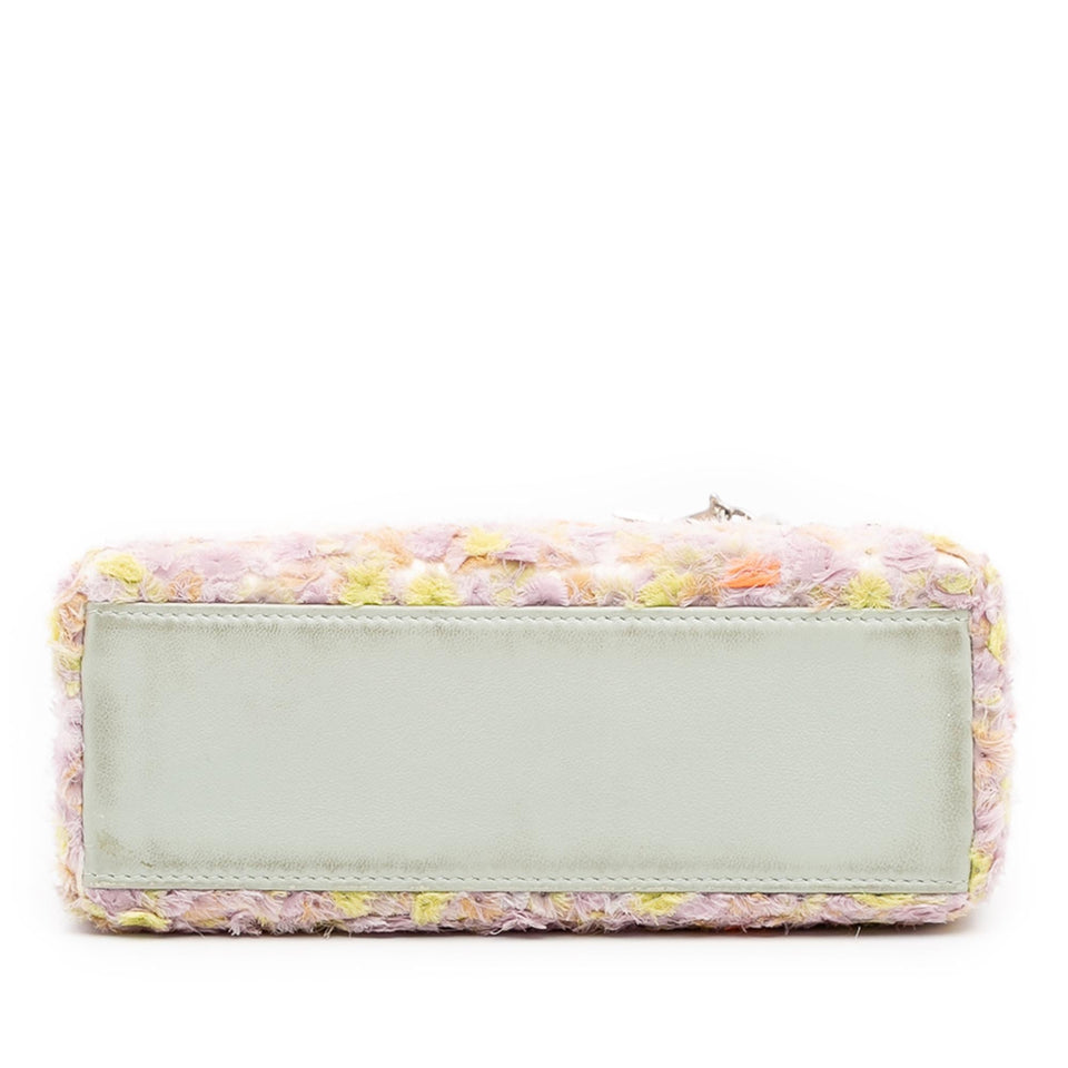 Dior Mini Ruffled Floral Fabric Embellished Lambskin Lady Dior