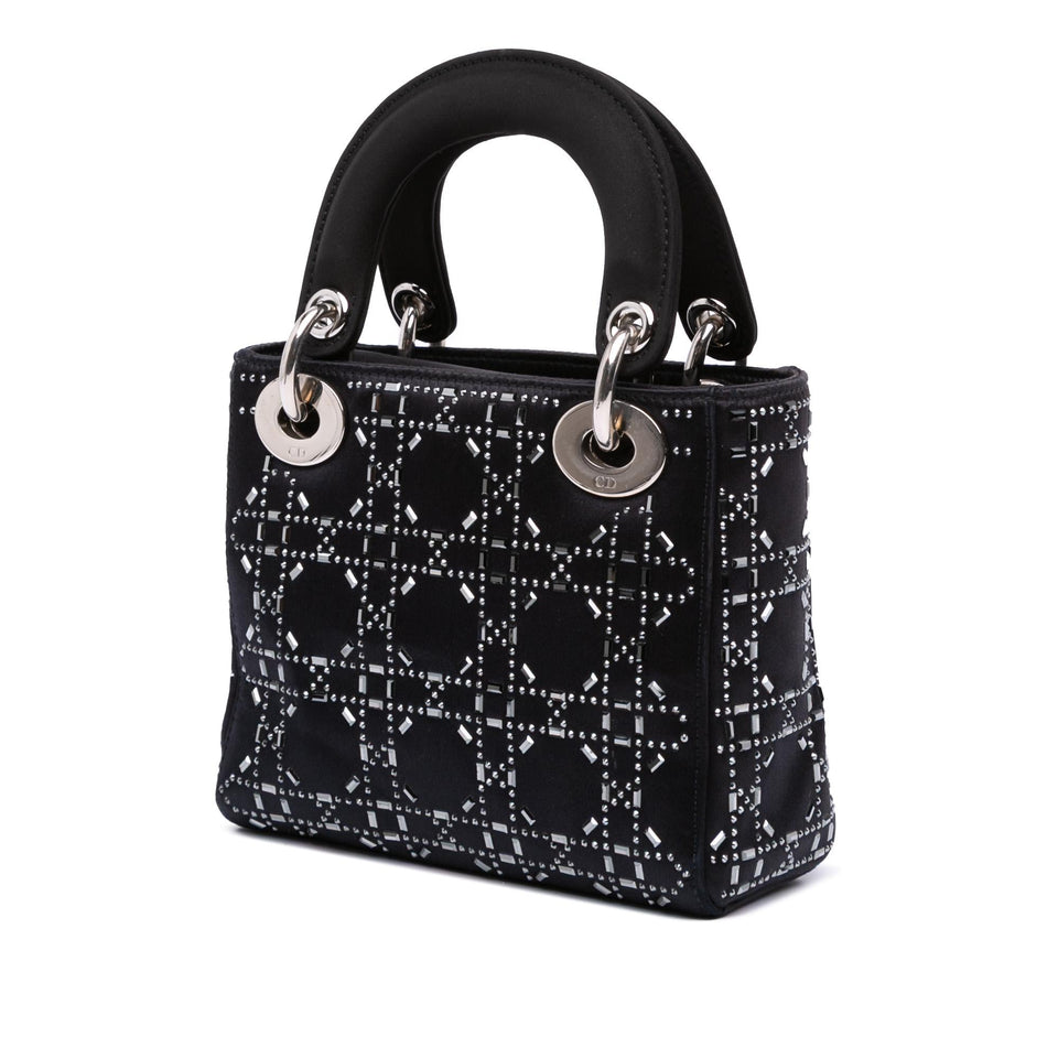 Dior Mini Satin Cannage Strass Crystal Embellished Lady Dior