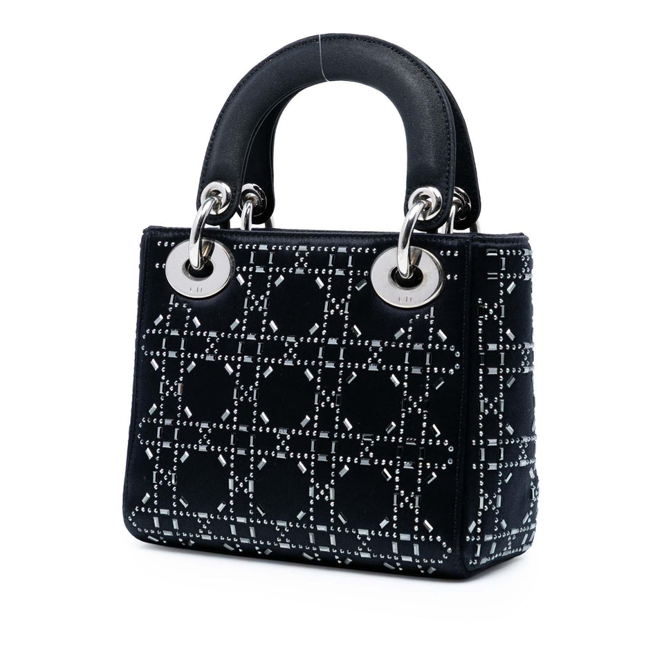 Dior Mini Satin Cannage Strass Crystal Embellished Lady Dior