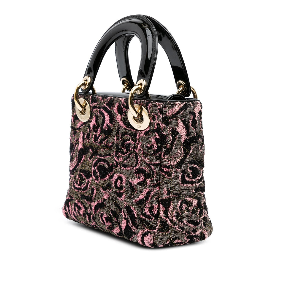 Dior Mini Tweed Rose Embroidered Lady Dior
