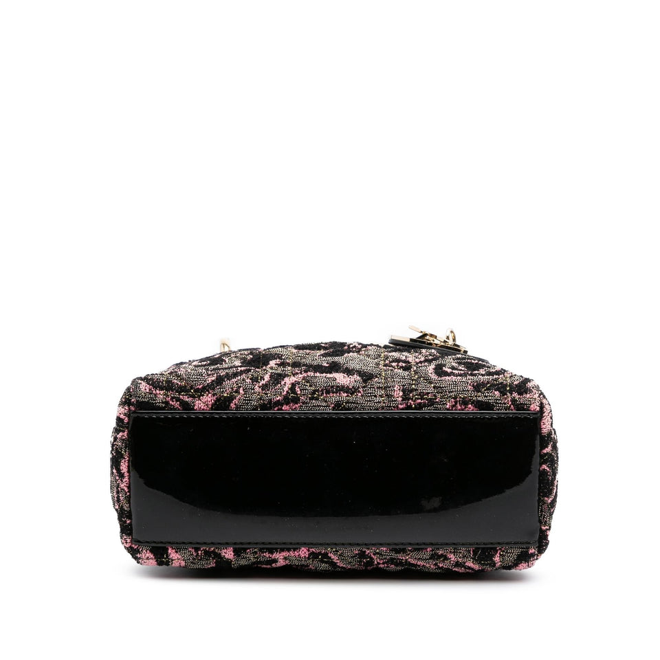 Dior Mini Tweed Rose Embroidered Lady Dior