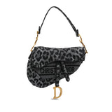Dior Mizza Embroidered Canvas Leopard Saddle Bag