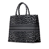 Dior Mizza Large Embroidered Canvas Leopard Book Tote