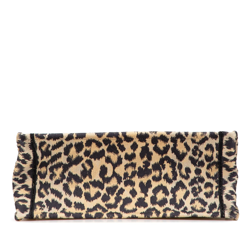 Dior Mizza Medium Embroidered Canvas Leopard Book Tote