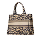 Dior Mizza Medium Embroidered Canvas Leopard Book Tote