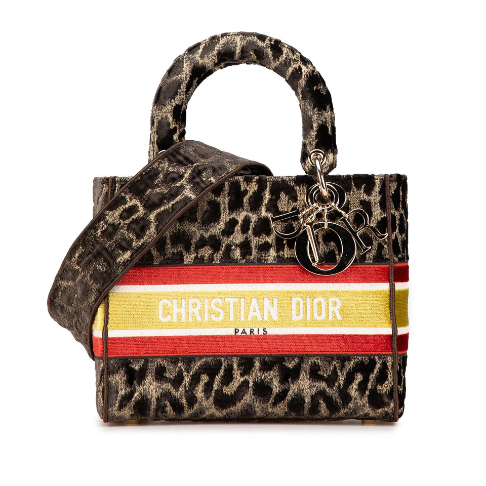 Dior Mizza Medium Embroidered Velvet Leopard Lady D Lite