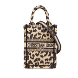 Dior Mizza Mini Embroidered Canvas Leopard Vertical Book Tote