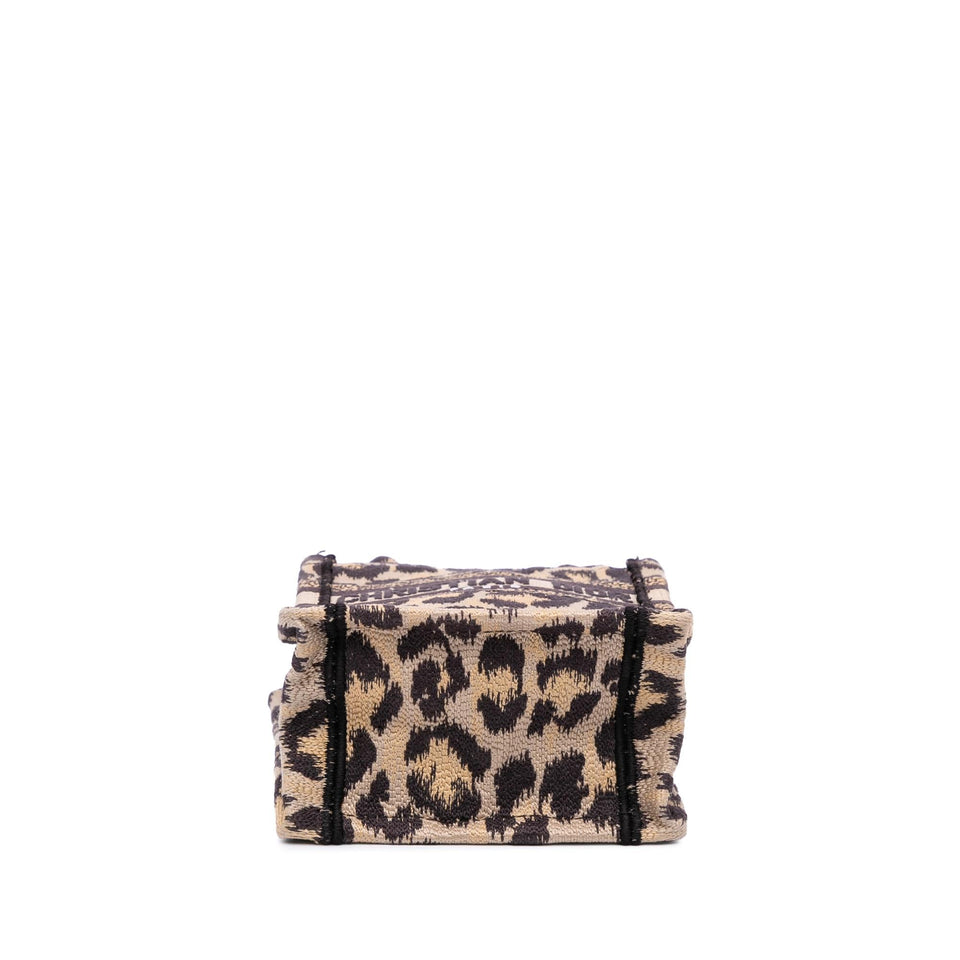 Dior Mizza Mini Embroidered Canvas Leopard Vertical Book Tote