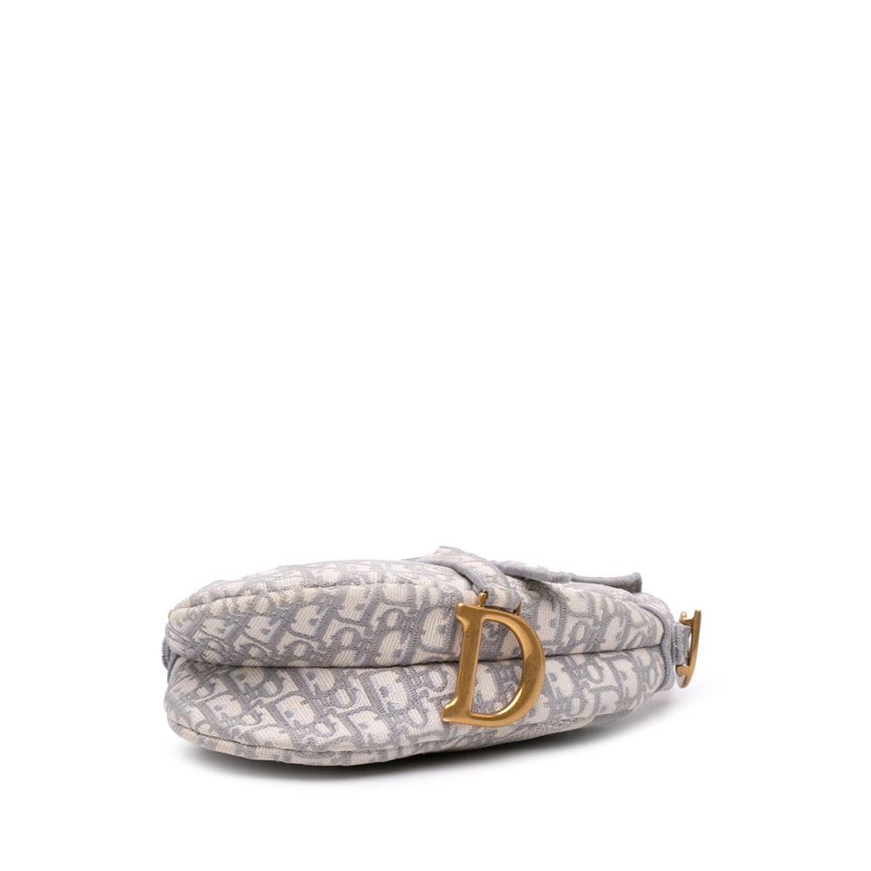 Dior Oblique Canvas Embroidered Saddle Bag