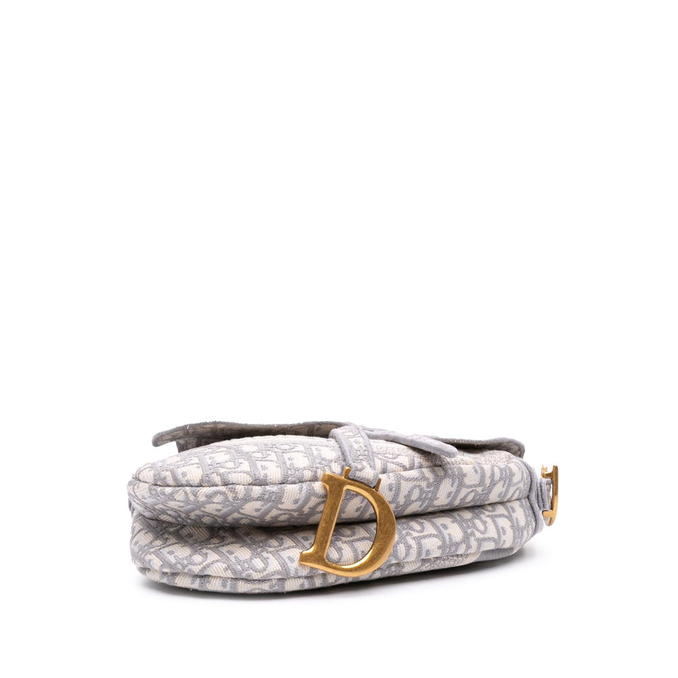 Dior Oblique Canvas Embroidered Saddle Bag