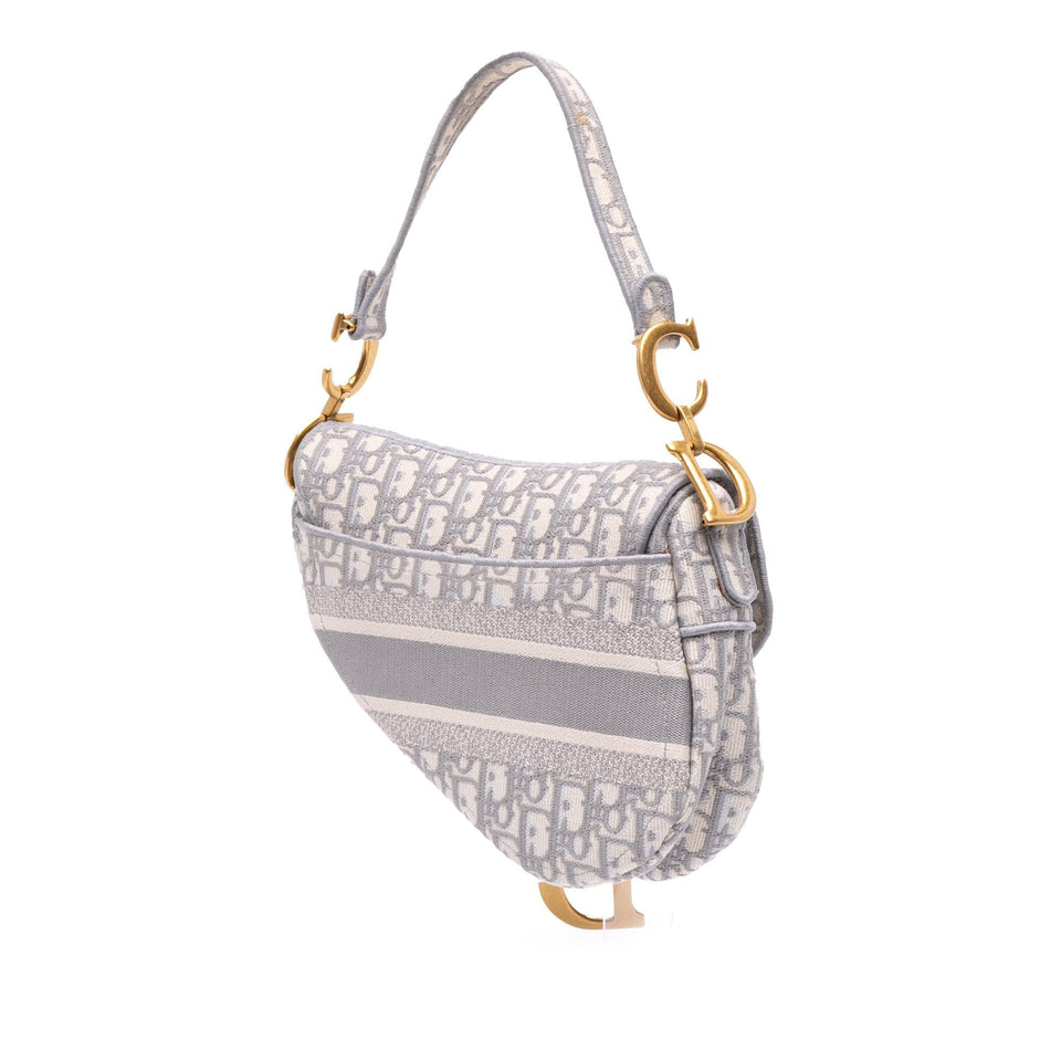 Dior Oblique Canvas Embroidered Saddle Bag