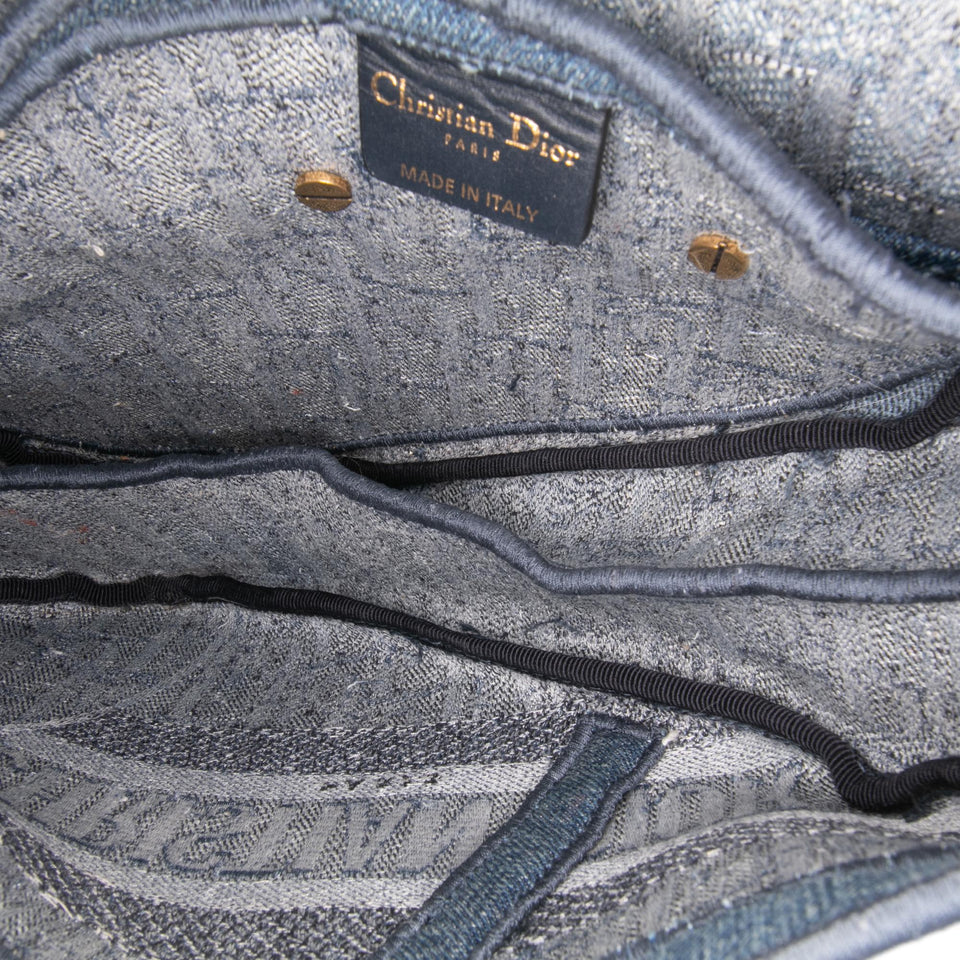 Dior Oblique Denim Embroidered Saddle Bag