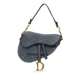 Dior Oblique Denim Embroidered Saddle Bag