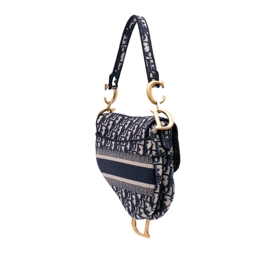 Dior Oblique Embroidered Canvas Saddle Bag