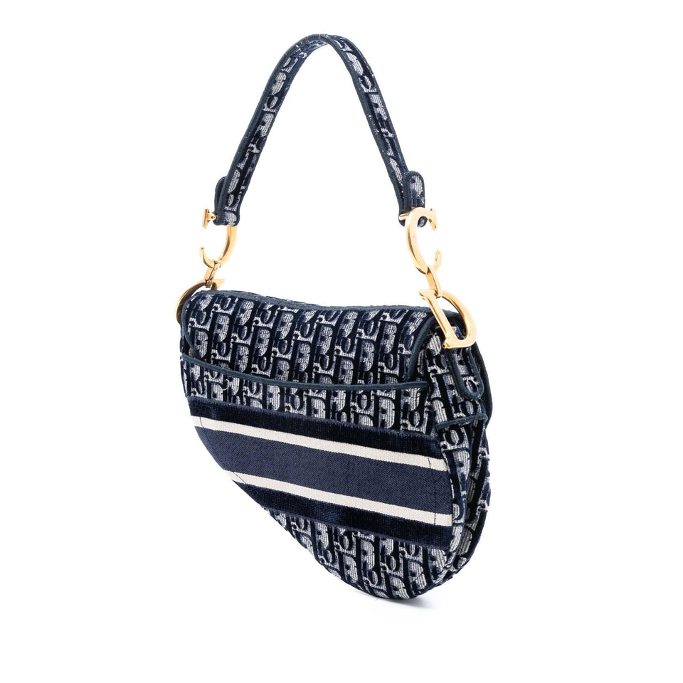 Dior Oblique Embroidered Canvas Saddle Bag