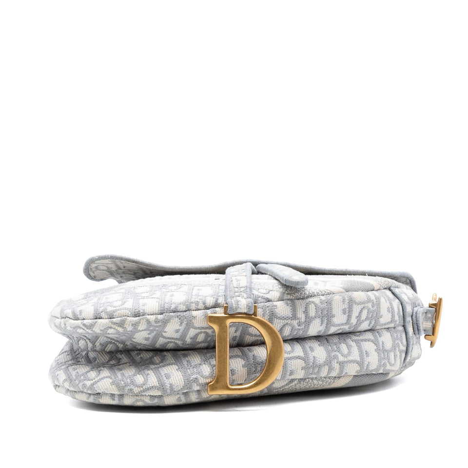 Dior Oblique Embroidered Canvas Saddle Bag