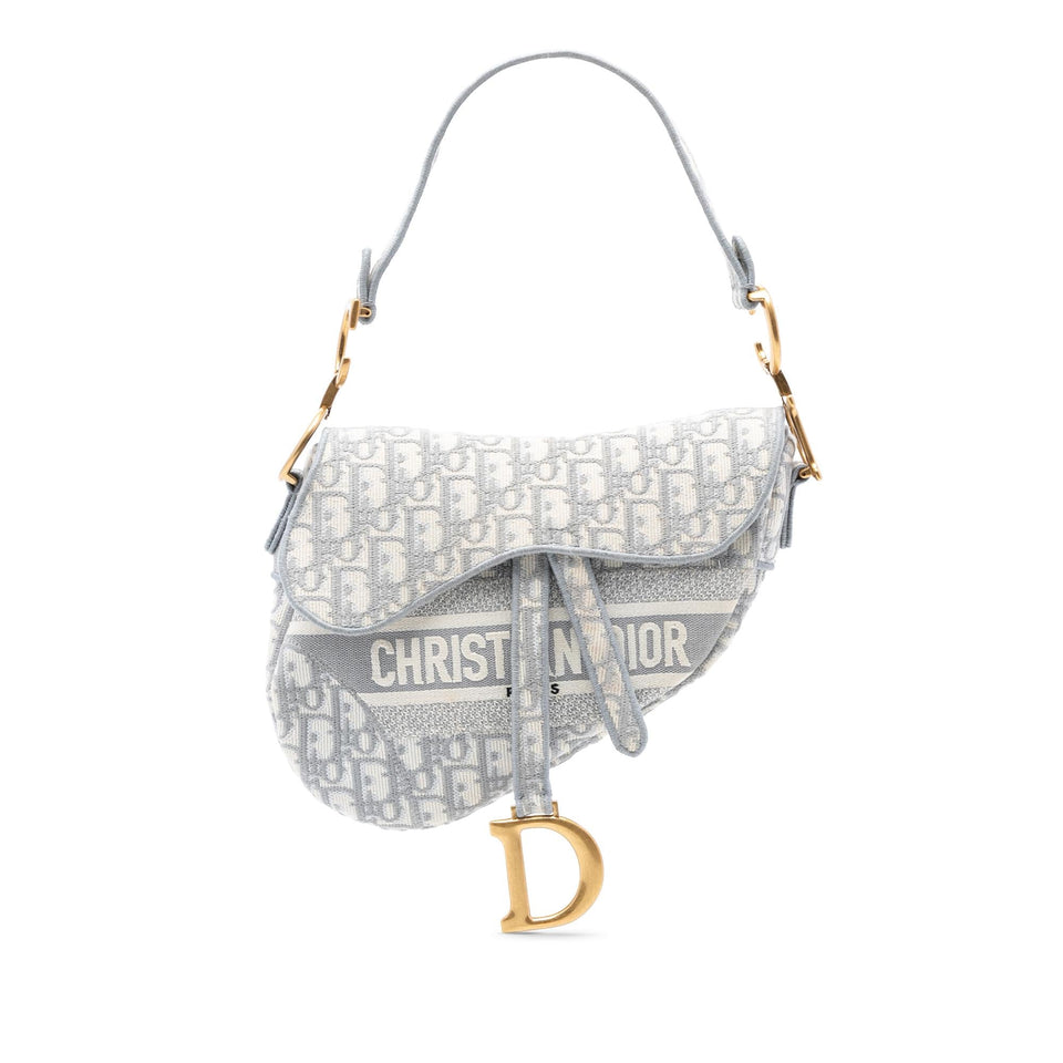 Dior Oblique Embroidered Canvas Saddle Bag