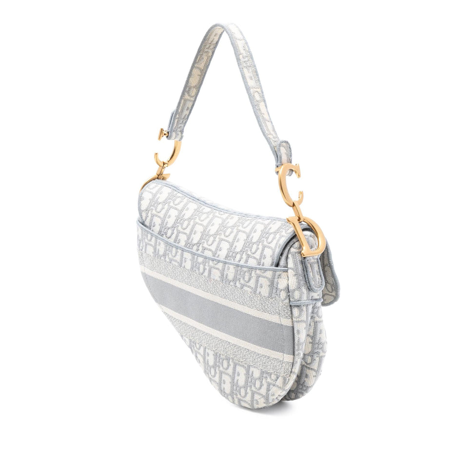 Dior Oblique Embroidered Canvas Saddle Bag