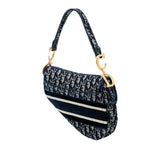 Dior Oblique Embroidered Velvet Saddle Bag