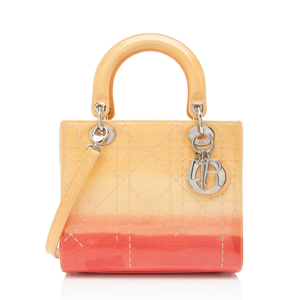 Dior Patent Leather Ombre Lady Dior Medium Tote