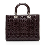 Dior Patent Leather Lady Dior Large Tote (SHF-5trAE8)