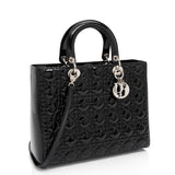 Dior Patent Leather Lady Dior Large Tote (SHF-DomNwp)